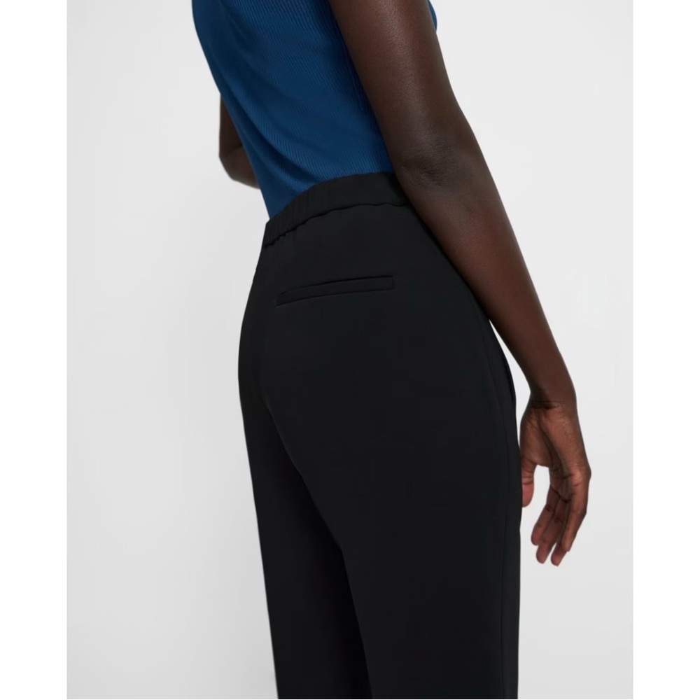 Theory Demitria Admiral Crepe Trousers - Black Pull On Mid Rise Pants sz 12 - Picture 2 of 12